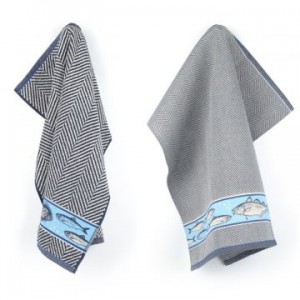 Hand- en Theedoek - Vissen - Donker Blauw